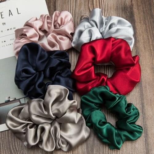 3PCS 100% Mulberry Silk Scrunchies Hair Accessories Charmeuse Hair Bands Ties Elastics Ponytail Hair Ties For Women Girls 19 MM