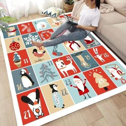 Merry Christmas Carpets Soft Flannel 3D Printed Rugs Mat Rugs Anti-slip Large Rug Carpet Home Decoration Style-1
