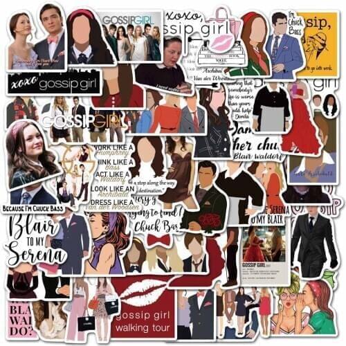 VANMAXX 50 PCS Gossip Girl TV Show Retro Stickers Waterproof Vinyl Decal for Laptop Helmet Bicycle Luggage