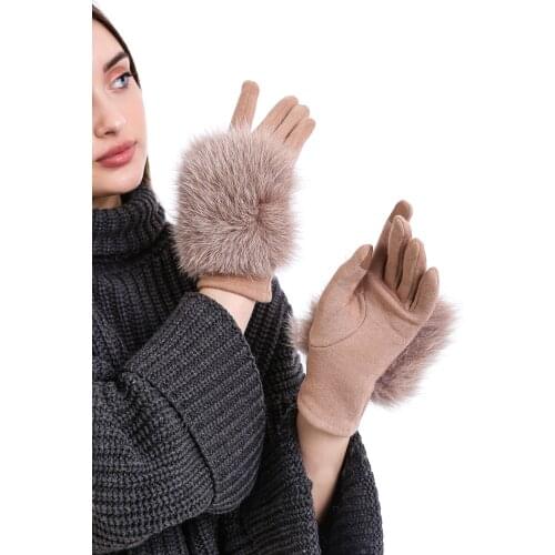 Fox Fur Gloves Women Real Fur Female Gloves Winter Warm Hand Gloves Ladies Luxury Fashion Covered Winter Gloves Mittens