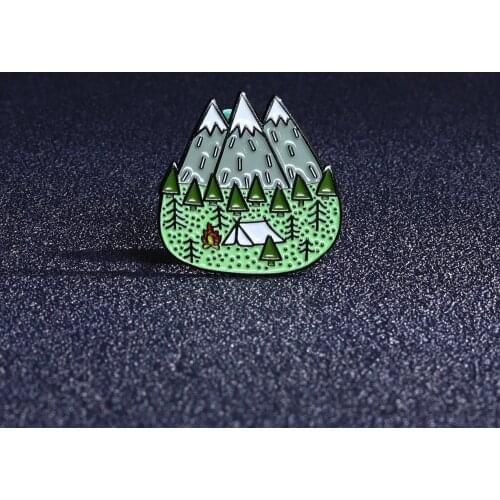 1PCS Spring outing in the wild Wild campfire Brooch Nature Forest Adventure, Jungle Mountains Enamel Pin Hat Bag Accessories