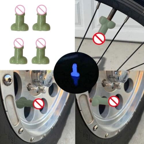 4 Pcs Prank Car Wheel Tire Luminous Stem Dust Cover for Cars Bikes