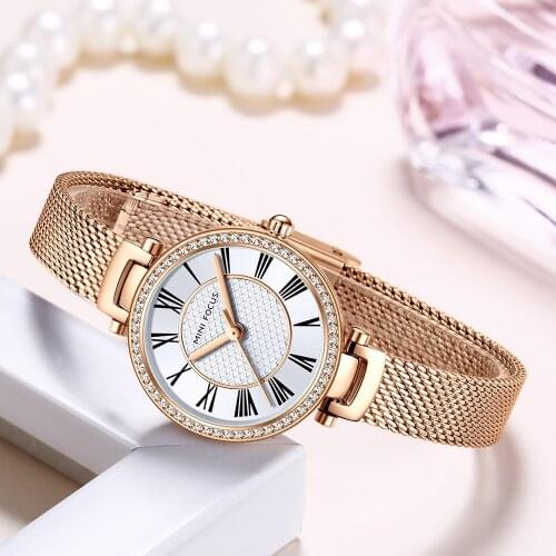 MINI FOCUS Womens Watches Brand Luxury Quartz Stainless Steel Fashion Ladies Wristwatch Reloj Mujer Montre Femme Romantic Watch