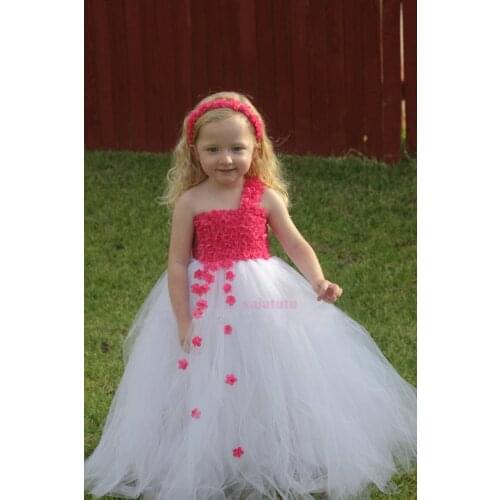 White Petal Spring Summer Autumn Winter Kids Clothes Children Princess Wedding Clothing Vestido tutu Costume Girls dress
