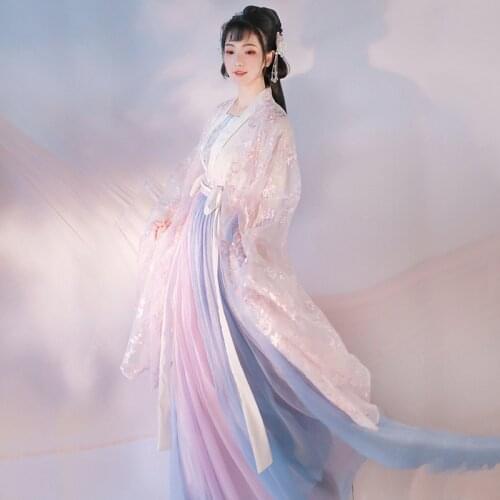 Chinese Traditional Women Clothing Elehant Pink Long Sleeve Hanfu Flower Ancient Performance Dress New Style Classic Tang Suit