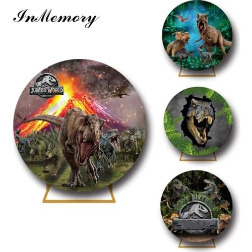 Round Circle Jurassic World Background Photography Studio For Birthday Boy Customize Photo Backdrops Dinosaur Party Decorations