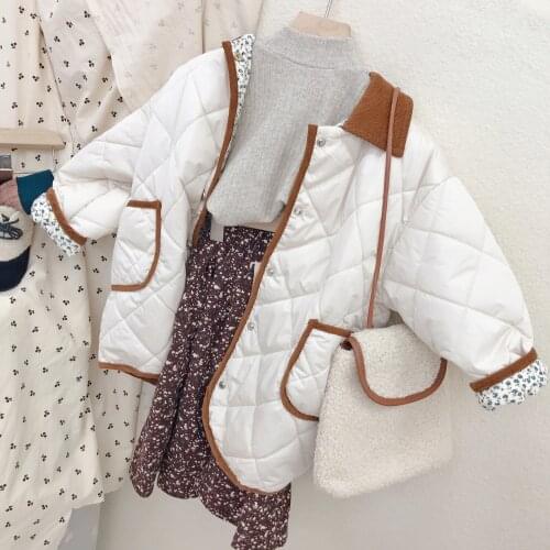 2-8 Y Baby Girls Cotton Jackets 2020 Winter New Childrens Fashion Warm Coats Korean Floral Wear Both Sides Long Jacket For Girl