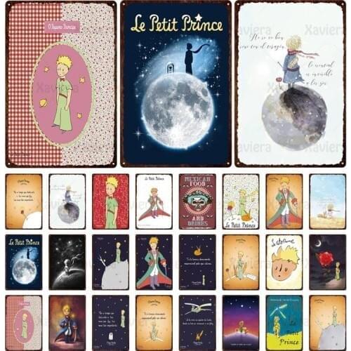 The Little Prince Metal Tin Sign Cartoon Metal Plaque Nursery Childrens Room Decoration Wall Art Poster Iron Painting 20X30CM