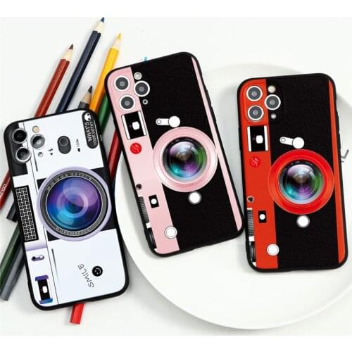 Camera Fashion Funny Black Phone Case For iphone 11 12 Pro XS Max Mini Case TPU Case For iphone SE 2020 XR X 7 8 Plus 5 Coque
