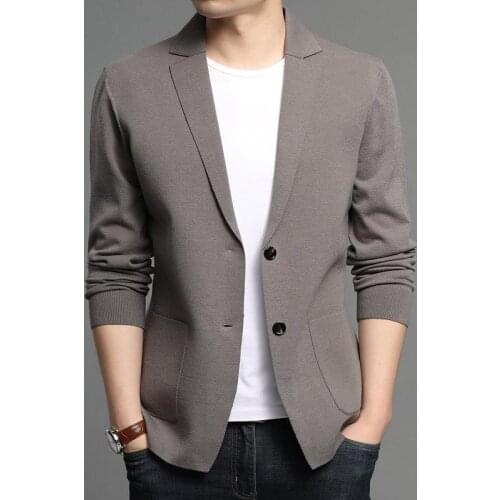 Khaki Cardigans Men Cotton Sweater Long Sleeve Mens V-Neck Sweaters Loose Solid Button Tops Fit Knitting Casual Style Clothing