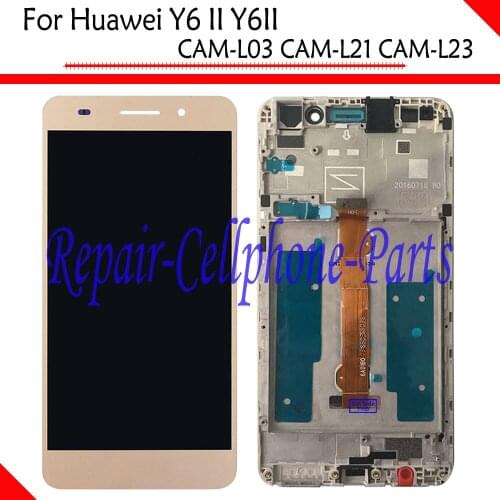 New Gold Full LCD DIsplay + Touch Screen Digitizer + Frame Cover Assembly For Huawei Y6 II Y6II CAM-L03 CAM-L21 CAM-L23
