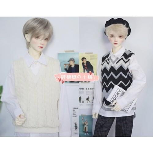 BJD doll clothes vest art v-neck wool sleeveless pure color all-match vest 2 colors into 1/4&1/3& tert-size doll accessories