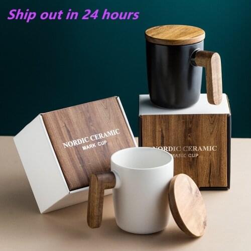 Confezione regalo manico in legno con coperchio amanti della tazza di caffe tazze da caffe tazza da caffe in ceramica set