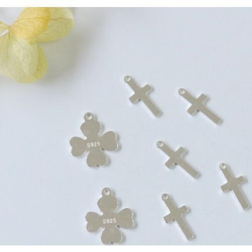 " Fake One Penalty Ten " 5*11MM/10*12MM 5G s925 Sterling Jewellery Beads Cross Luck Leaf Shape Jewelry Charms