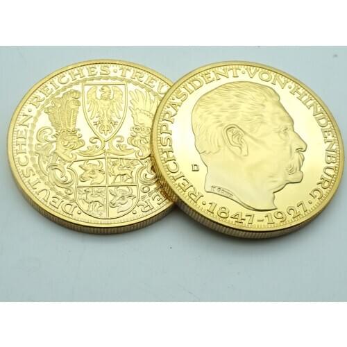 Germany President Paul Von Hindenburg 1847-1934 80th Birthday Souvenir Coin Gold medaille HINDENBURG PAUL VON