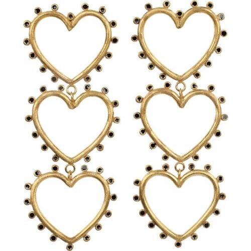 QCOOLJLY Fashion Hollow Love Heart Dangle Earrings For Women Girl Korean Simple Long Drop Earrings Jewelry Gift