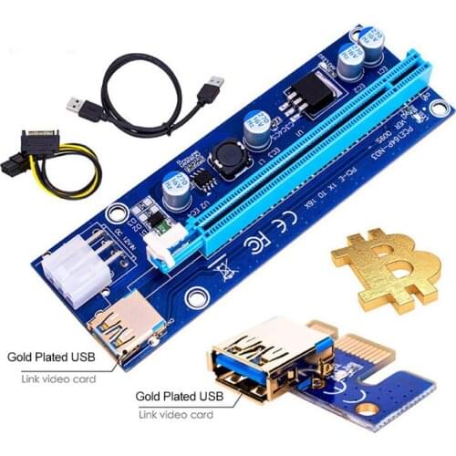 Newest VER009S USB3.0 PCI-E Riser VER 009S Express 1X 4x 8x 16x Extender Riser Adapter Card SATA 15pin To 6 Pin Power Cable 60CM