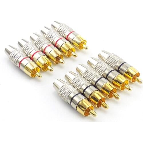 4 10pcs RCA Male Plug Connector Non Solder AV Audio Video Locking Cable Plug Adapter solderness for Video CCTV Camera Security