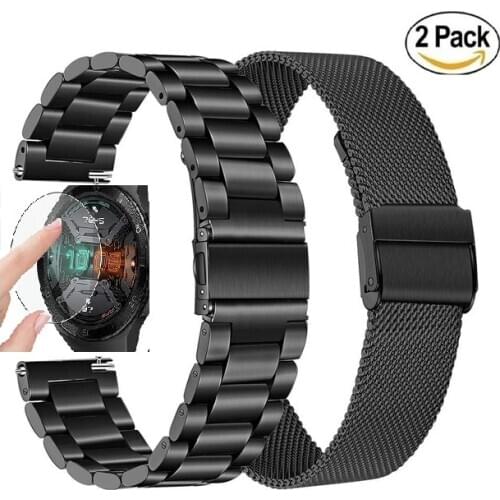 20/22mm Watchband For Huawei Watch GT2/GT/GT 2E Adjustable Stainless Steel Watch Strap For Huawei Gt2 Watch Accessories