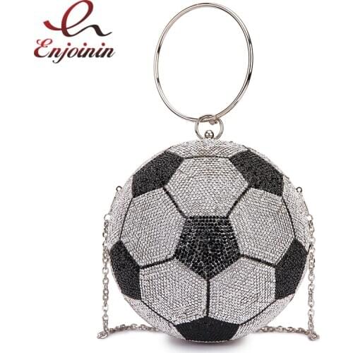 Luxury Football Diamond Ball Design Women Party Purses and Handbag Female Totes Shoulder Chain Bag Basketball Bag Clutch Bags