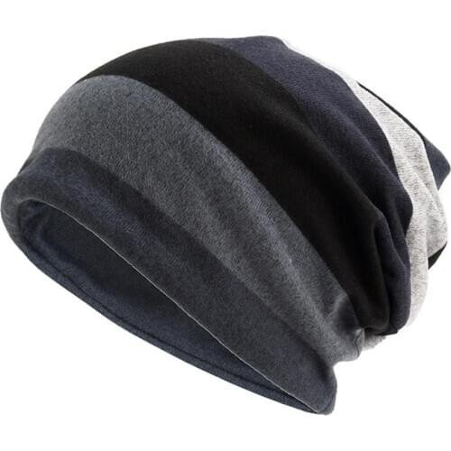 Unisex Striped Slouchy Baggy Stitching color Beanie Hip Hop Hat Warm Autumn Winter Hip Hop Skull Cap Knit Cap