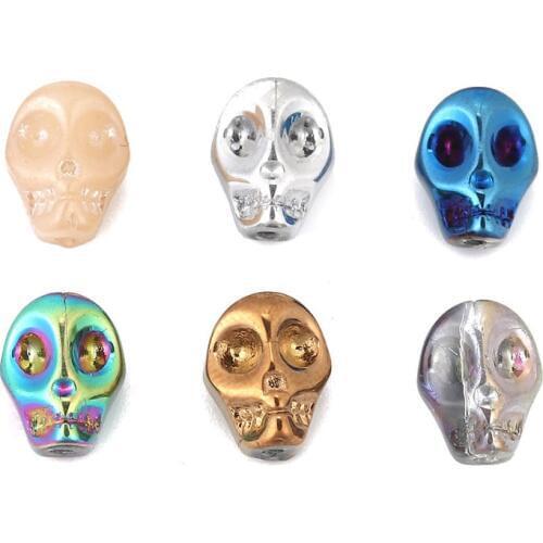 DoreenBeads Glass Beads Skull At Random About 10mm( 3/8") x 8mm( 3/8"), Hole: Approx 1.2mm, 1 Packet (Approx 40 PCs/Packet)