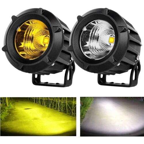 Led Fog Light for Motorcycle Headlight 12v Waterproof External Front Light Motorbike Car Flood Spot Head Lamp White Yellow Light
