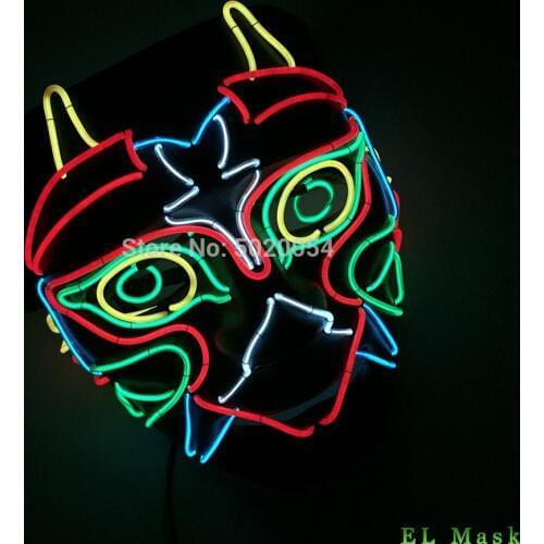 GZYUCHAO EL Glowing Mask Supplies Illuminated Led Mask Costume Props Light Up EL Mask For Dark Hallway Birthday Haunted House