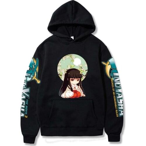 2020 Fashion Inuyasha Hoodies Streetwear Higurashi Kagome Pullover Sweatshirt Men Fashion Autumn Winter Hip Hop Hoodie Pullover