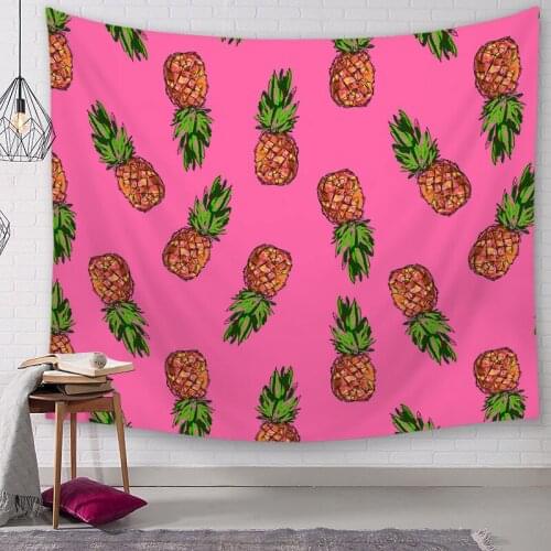 Tropical Tapestry Pineapple Rose Red Backdrop for Livingroom Photography Wall Decor