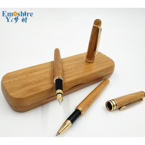 Vintage Boutique Classic Bamboo Roller Ball Pen Fountain Pens Ballpoint Pens and Bamboo Pencil Box P061