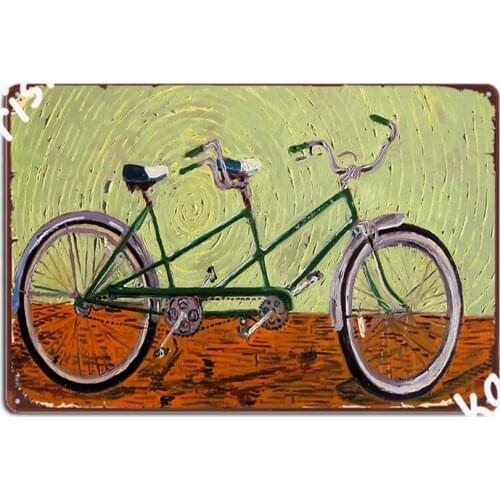 Green Tandem Bicycle Metal Signs Club Home Club Bar Designing Plates Tin sign Posters
