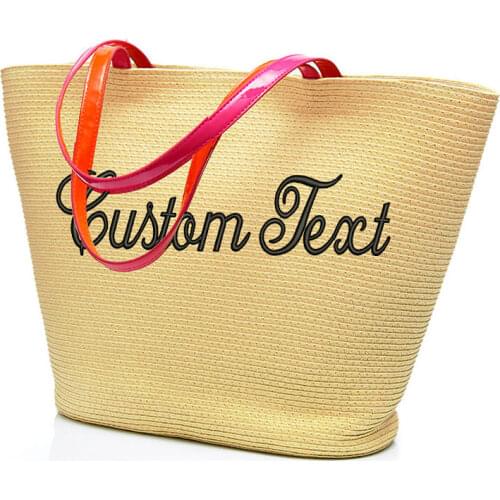 Embroidery Personalized Custom Text LOGO Women Handbag Summer Beach Bag Woven Straw Large Capacity Shoulder Bag Bohemia New