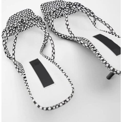 Multicolored Sandals Med Female Shoes Thin Heels Heeled Mules Square Toe Cross-Tied Ladies' Slippers 2021 High Basic Rome Rubber