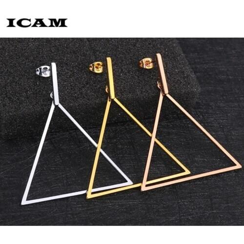 ICAM Fashion StyleTriangle Stainless Steel Hoop Earrings For Women Jewelry Gold Silver Rose Color Pendientes
