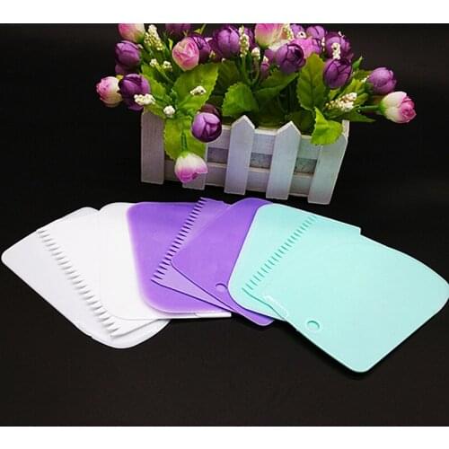 1 Set Of Food-grade Plastic Cake Cream Pastry Dough Cutter Trapezoidal Baking Spatula Cutter Slicer Cake Bread Paste Tool