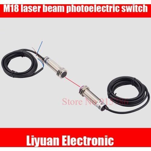 1 pair M18 laser beam photoelectric switch / 30m distance visible red sensor sensor NPN PNP normally open 6-36V