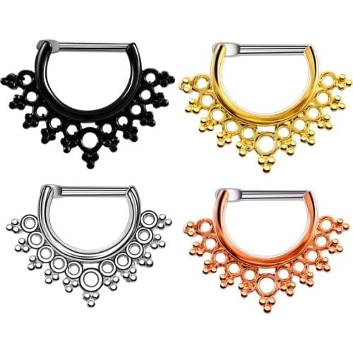 1Pc 16G Titanium Nose Ring Piercing Hollow Copper Septum Ring Clicker In The Nose Cartilage Tragus Piercing Earring Body Jewelry