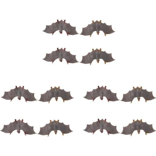 12 Pieces Mini Grey Plastic Bat Toys Flying Animal Models Home Decoration Collection
