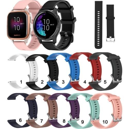 20mm Soft Silicone Strap Band for Garmin Venu Sq for Vivoactive 3 Music / Forerunner 645 245/Vivomove HR
