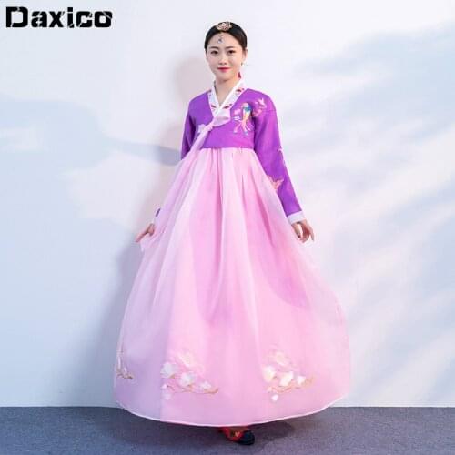 2020 Embroidery Traditional Hanbok Dress Women Orthodox Court Palace Wedding Clothing Korean Ancient Princess Dance Dresses