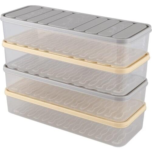 4 Pcs Set Refrigerator Food Preservation Storage Box Plastic Freezer Space Saver Food Container Organization Rack Kitchen Storag