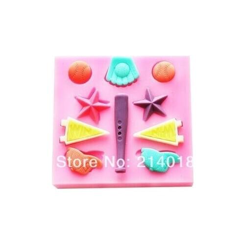 Free shipping Baseball series mold fondant Cake decoration molds100% Food grade material No.si383