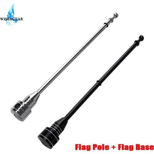 For Harley Honda Yamaha Rear Side Flag Pole Mount Motorcycle Luggage Rack Flag Shelf With Base Adjustable Chrome Black