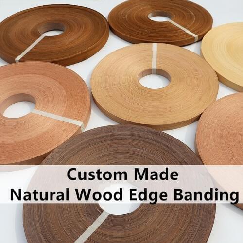 Custom Natural Wood Edge Banding Furniture Edgeband 18mm 22mm x 200M Teak Walnut Cherry Sapele Bubinga Oak Beech Ash DIY