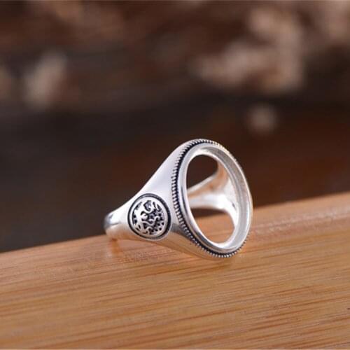 Ring Blank (12x16mm Oval Blank) Adjustable Thai Sterling Silver Ring Base Oval Cabochon Ring Setting R653B