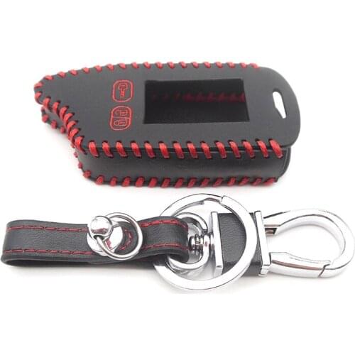 Tomahawk TZ9010 Remote Two Way Car Alarm leather Case Cover keyChain For Tomahawk TZ9010 TZ9030 TZ9020 LCD Remote