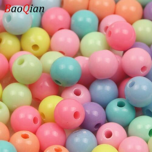 6/8/10/12/14/16/18/20mm Candy Color Smooth Acrylic Round Beads For Jewelry Making Handmade Necklace Bracelet DIY