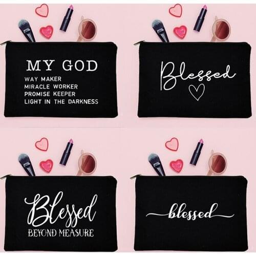 Hot Sale Blessed Heart Print Women Cosmetic Bags Casual Travel Organizer Portable Storage Makeup Bag Toiletry Bags Lady Clutch