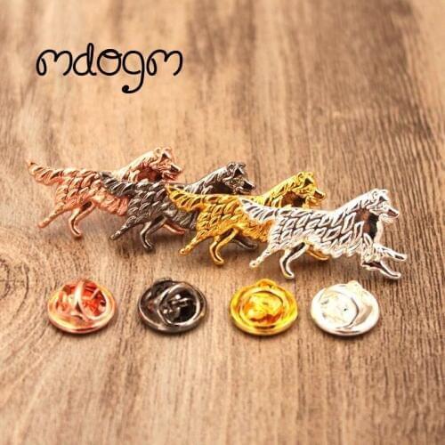 Mdogm Australian Shepherd Dog Animal Brooches And Pins Suit Cute Metal Small Father Collar Badges Gift For Male Men B052